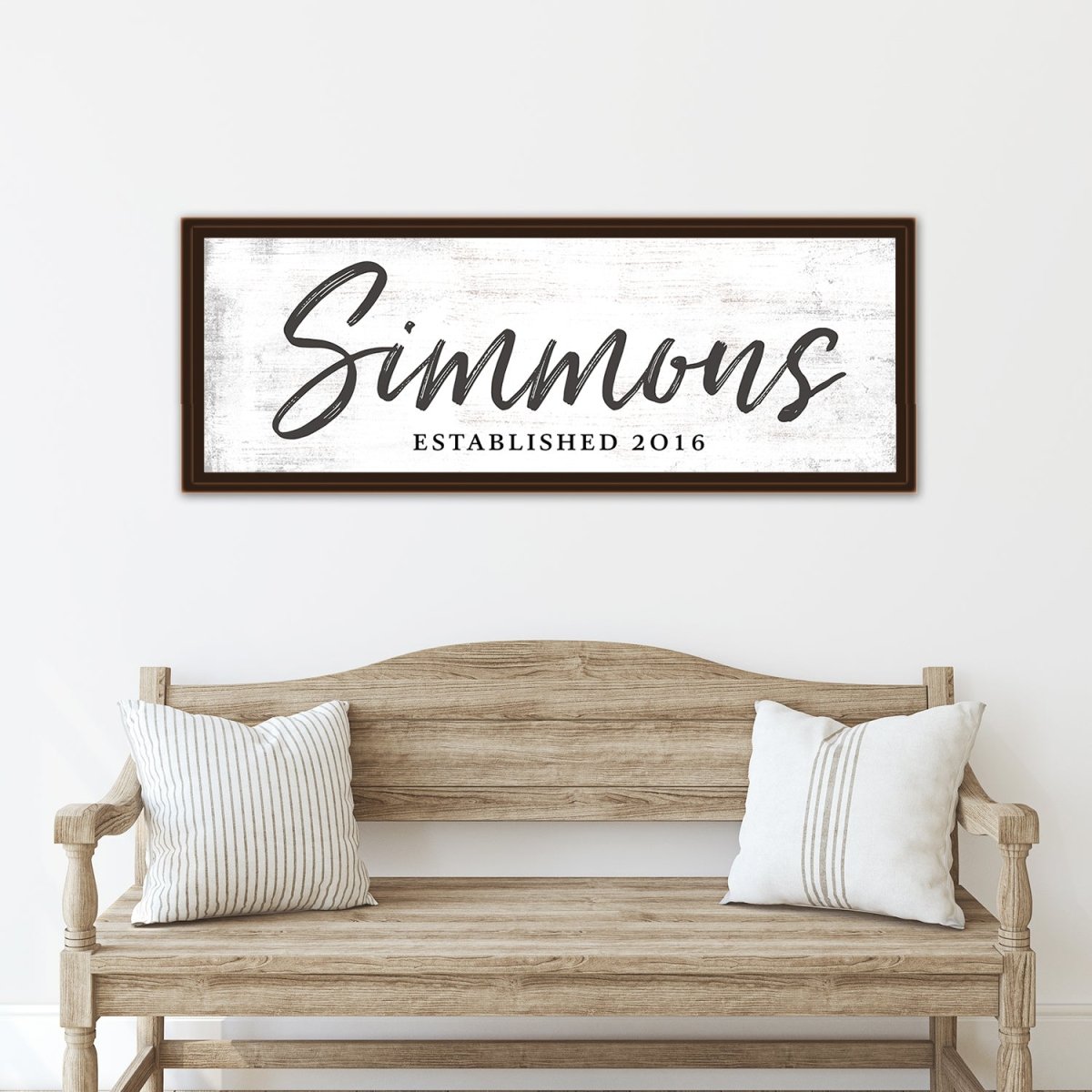 Personalized Family Sign With Established Date Above Entryway Bench - Pretty Perfect Studio