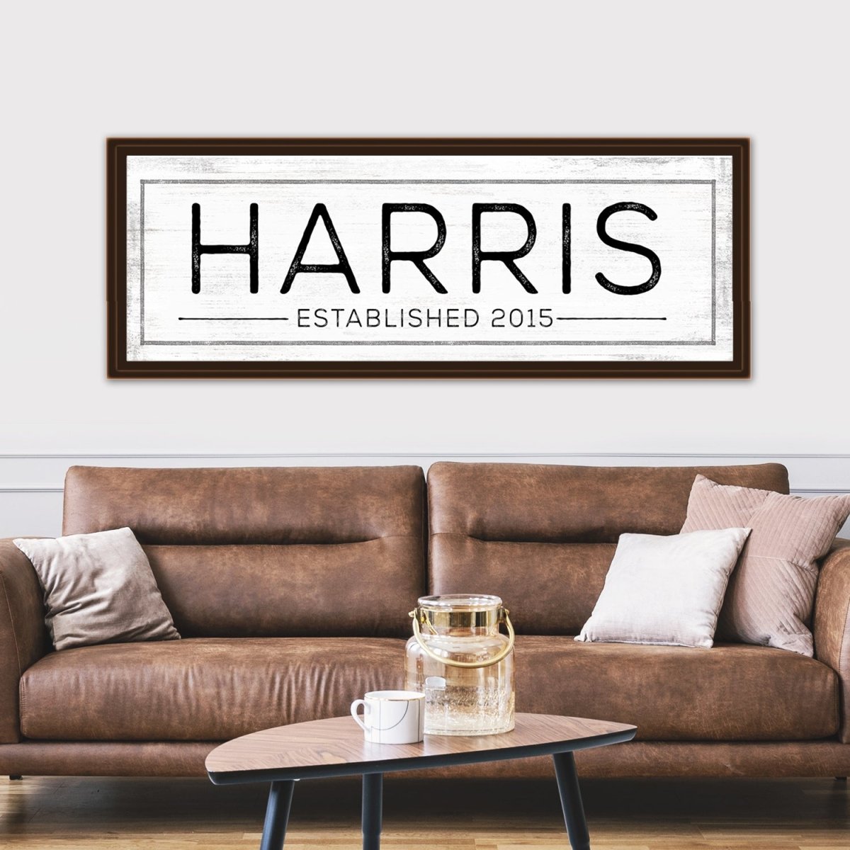 Personalized Family Sign Above Couch - Pretty Perfect Studio