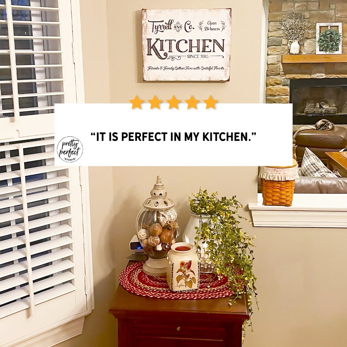 Customer product review for custom kitchen wall art by Pretty Perfect Studio
