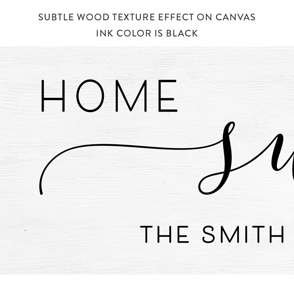 Personalized Home Sweet Home Sign With Wood Texture Effect on Canvas - Pretty Perfect Studio