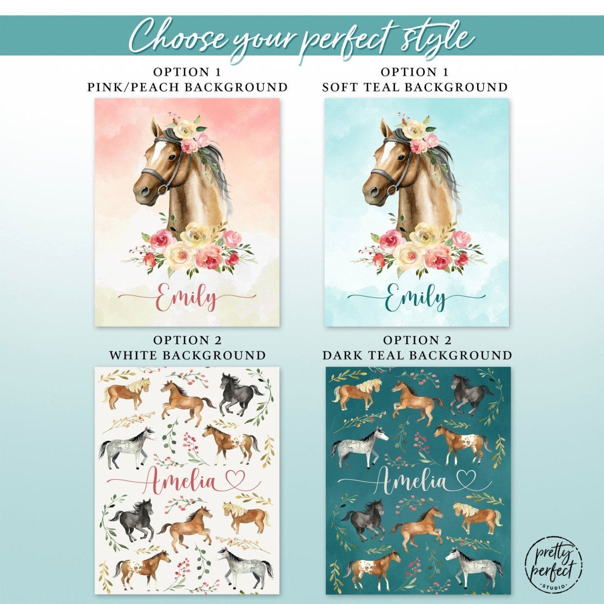 Personalized Horse Baby Blanket Gifts For Girls, Floral Horse Custom Baby Blanket