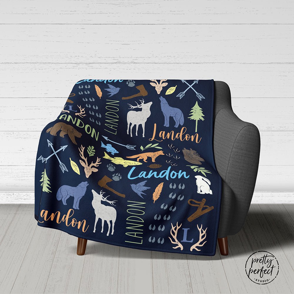 Personalized Kids Blanket, Hunting Baby Blanket with Name