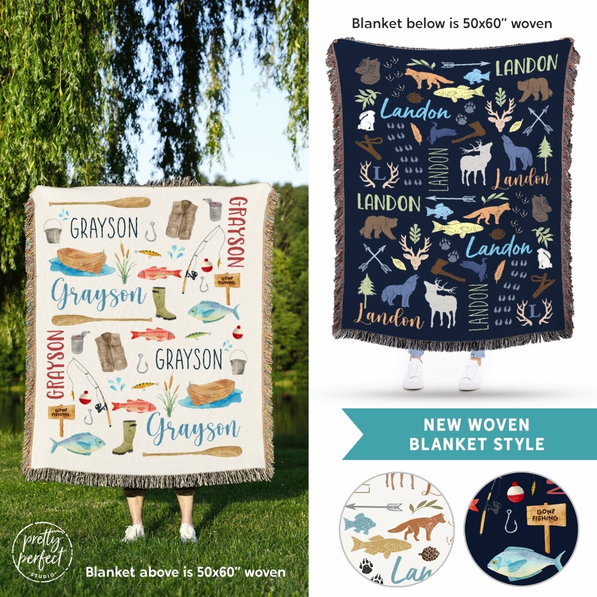 Personalized Kids Blanket, Hunting Baby Blanket with Name