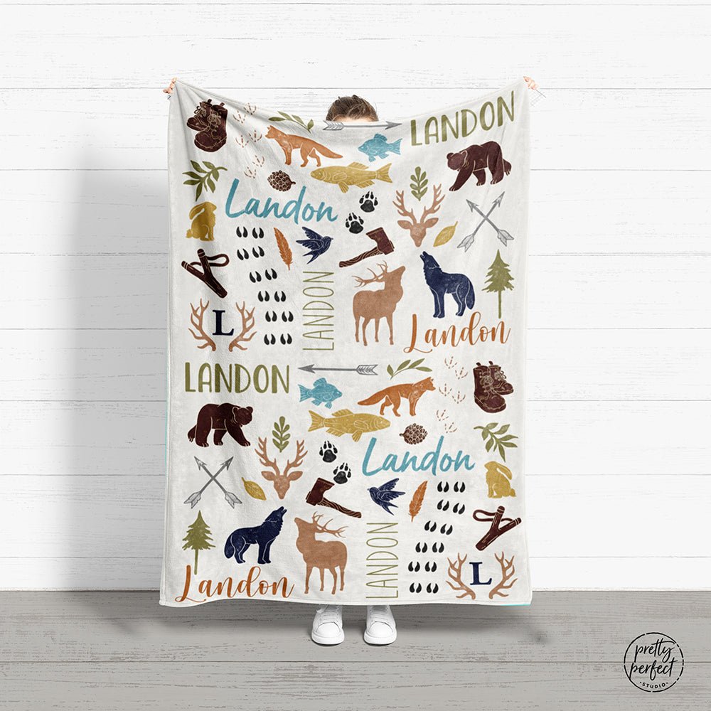 Personalized Kids Blanket, Hunting Baby Blanket with Name