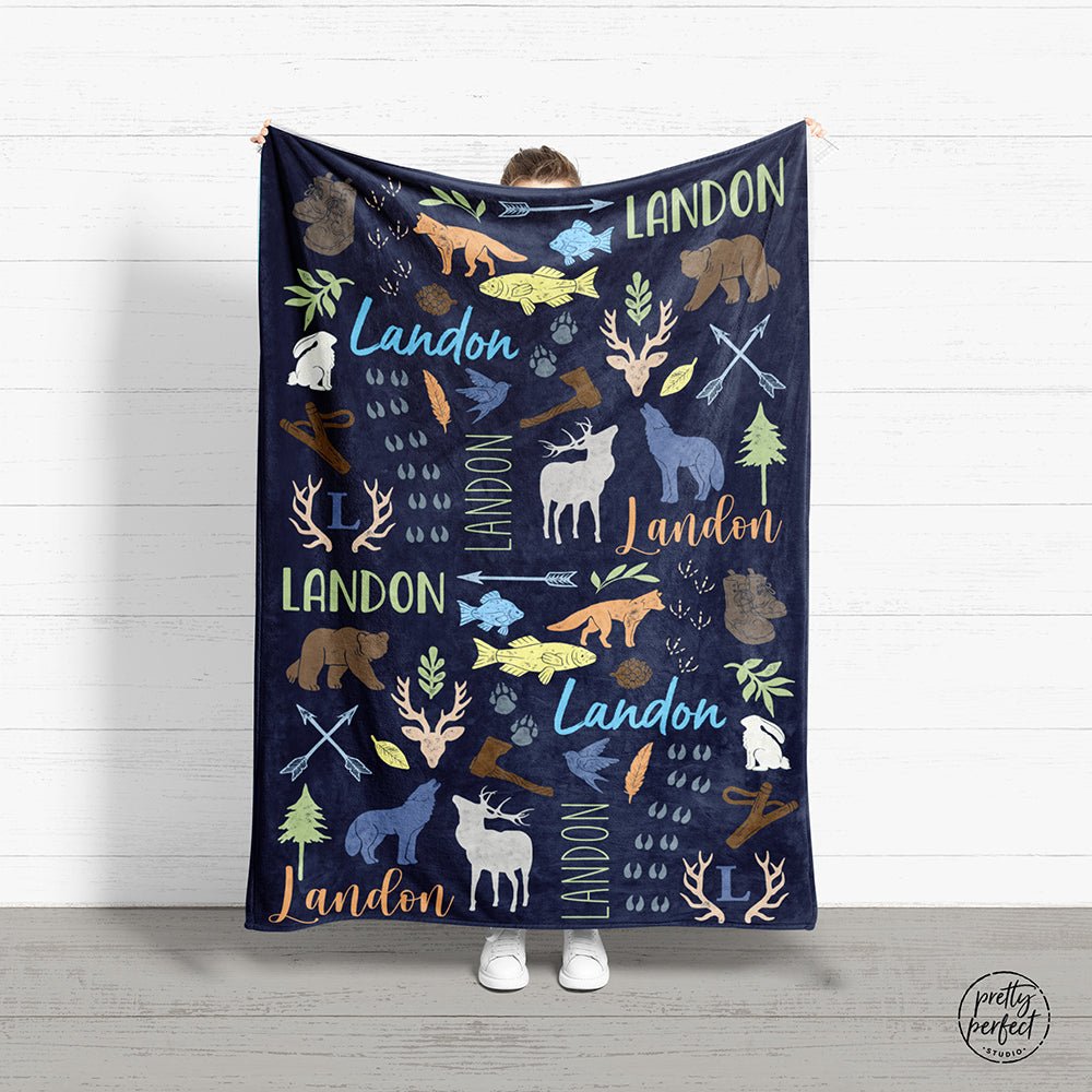 Personalized Kids Blanket, Hunting Baby Blanket with Name