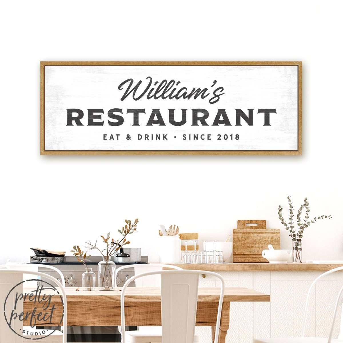 Personalized Kitchen Restaurant Sign Above Kitchen Table - Pretty Perfect Studio