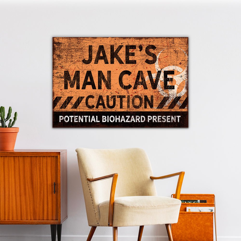 Personalized Man Cave Caution Sign - Pretty Perfect Studio