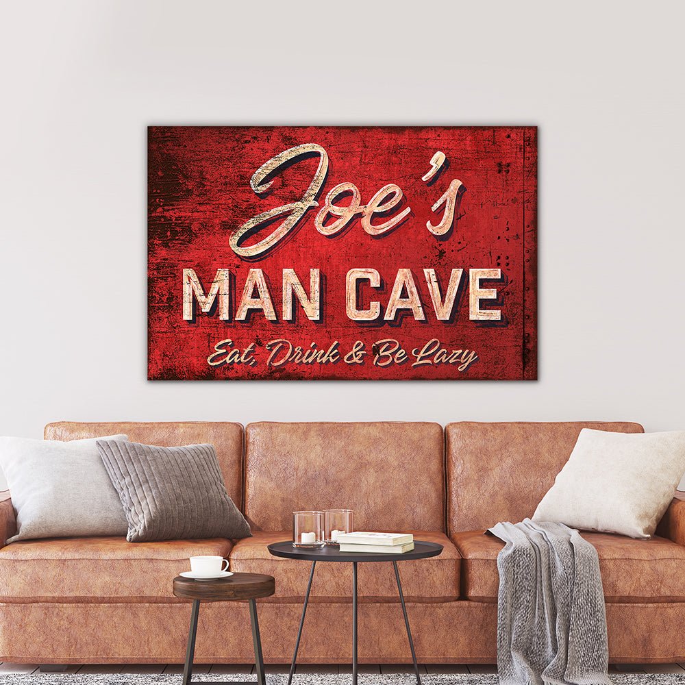 Personalized Man Cave Sign Above Couch - Pretty Perfect Studio