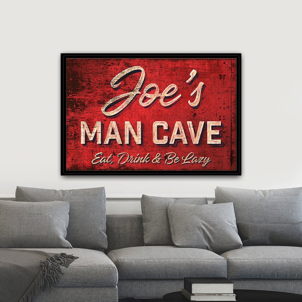 Personalized Man Cave Sign Above Couch - Pretty Perfect Studio