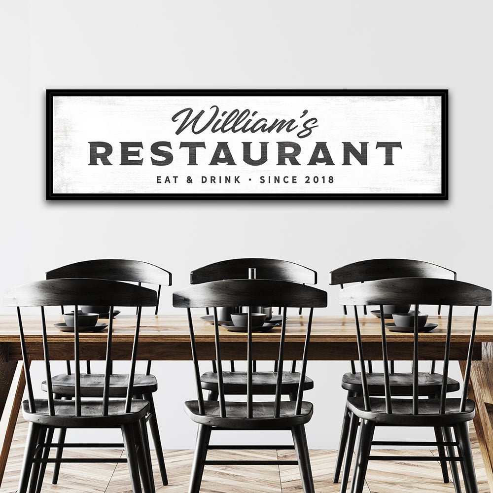 Personalized Restaurant Sign Above Kitchen Table - Pretty Perfect Studio