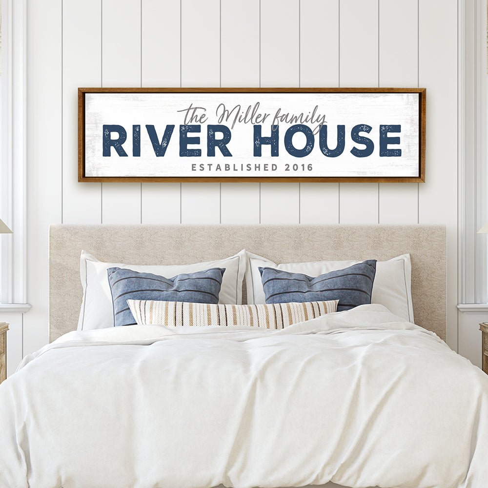 Personalized River House Wall Art Above Bed - Pretty Perfect Studio