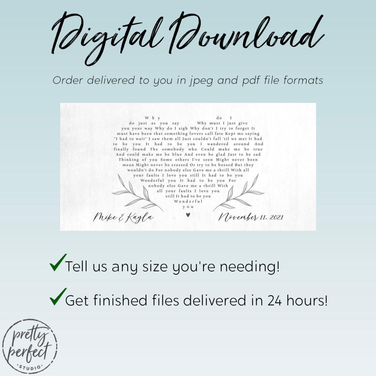 Personalized Wedding Song On Canvas, Heart Lyrics, First Dance Wedding Gift