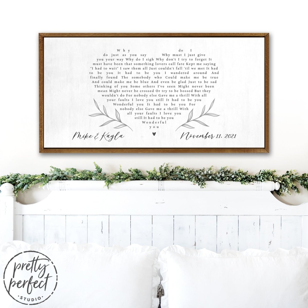 Personalized Wedding Song on Canvas above bed - Pretty Perfect Studio