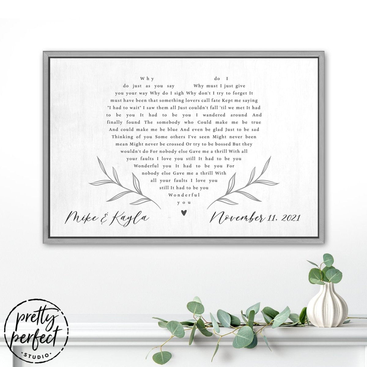 Personalized Wedding Song on Canvas above bed - Pretty Perfect Studio