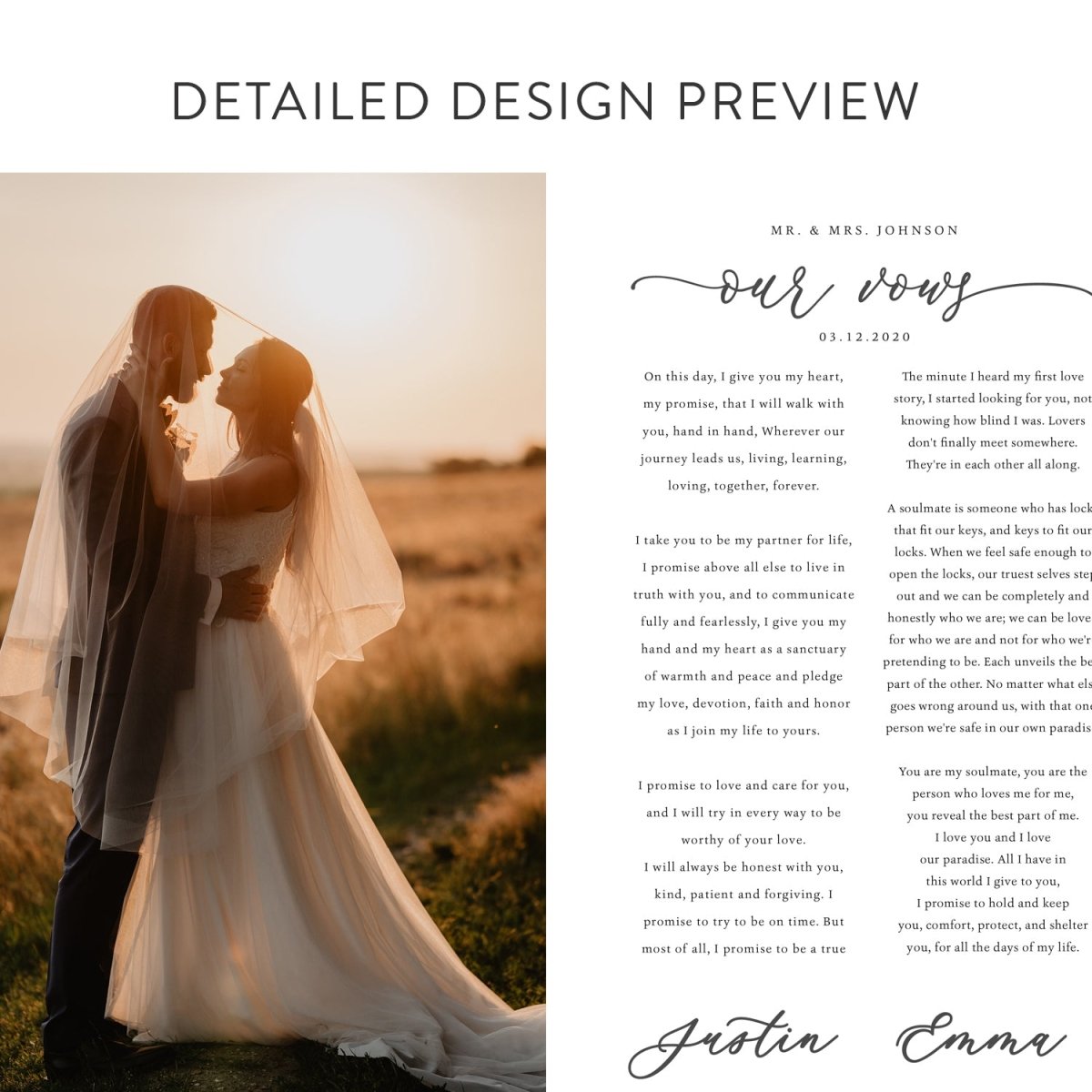 Personalized Wedding Vows Canvas