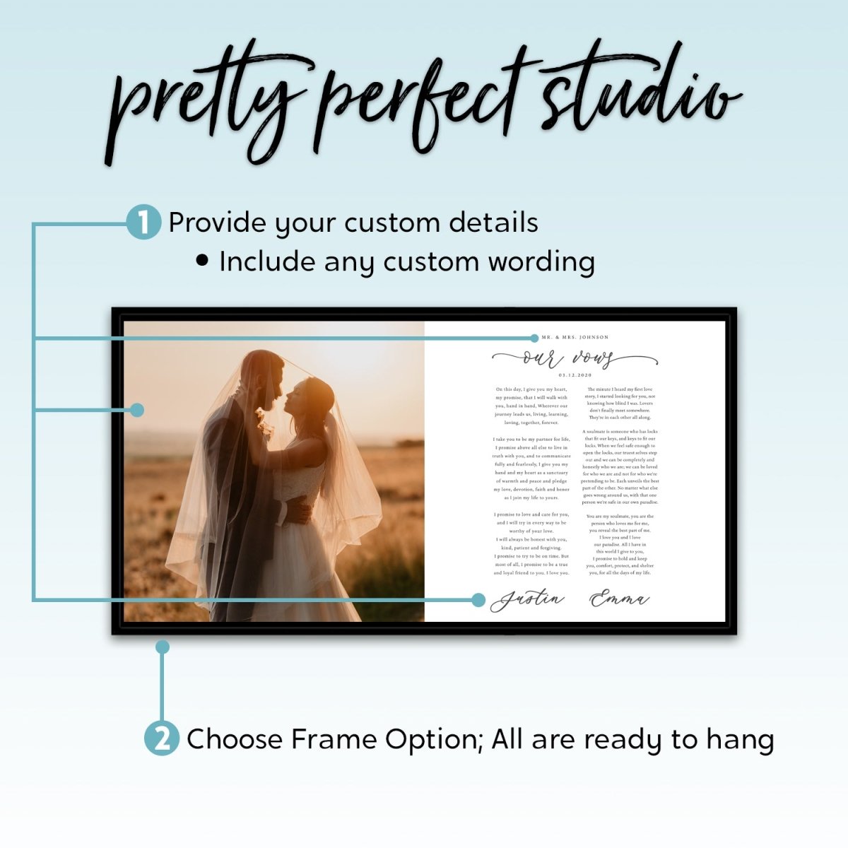 Personalized Wedding Vows Canvas