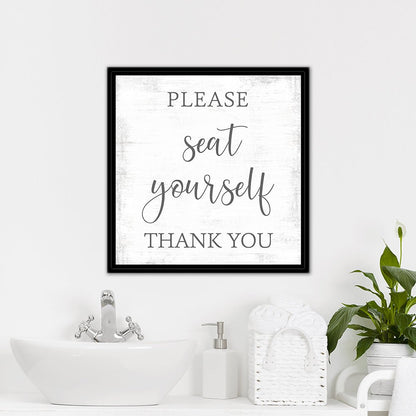 Please Seat Yourself Bathroom Sign in Bathroom Above Sink - Pretty Perfect Studio