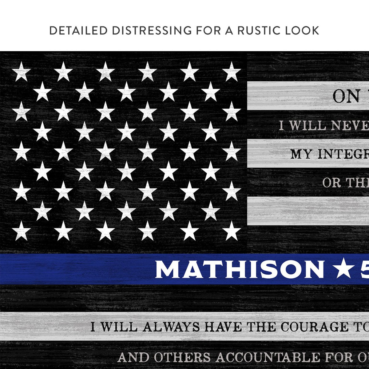 Police Officer Sign Personalized With Name and Oath With Modern Rustic Look - Pretty Perfect Studio