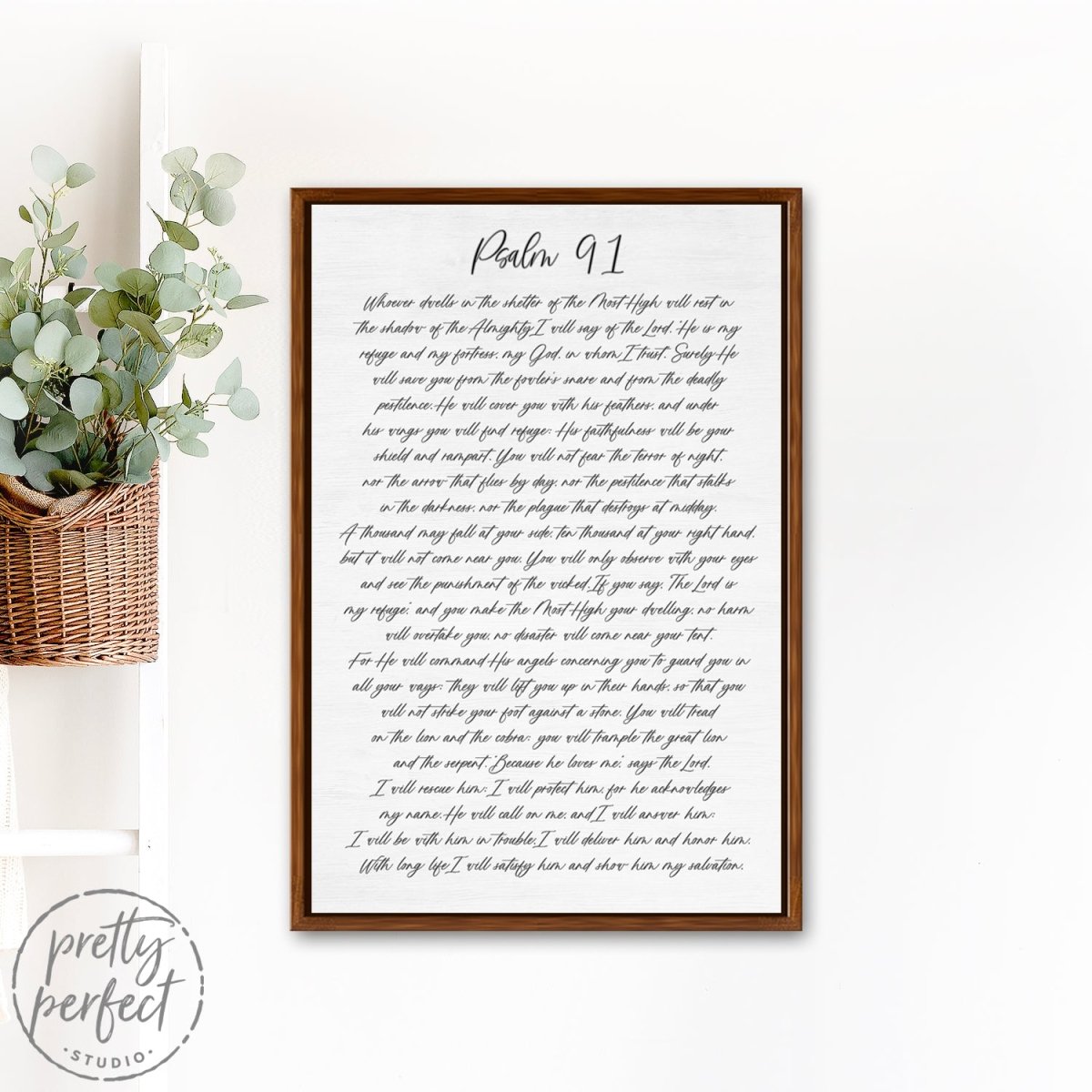 Psalm 91 Bible Scripture Sign in Family Room - Pretty Perfect Studio