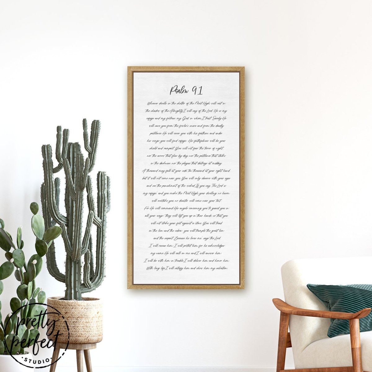 Psalm 91 Bible Scripture Sign in Above Table - Pretty Perfect Studio