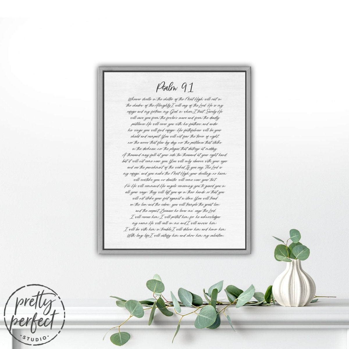 Psalm 91 Bible Scripture Sign in Family Room - Pretty Perfect Studio