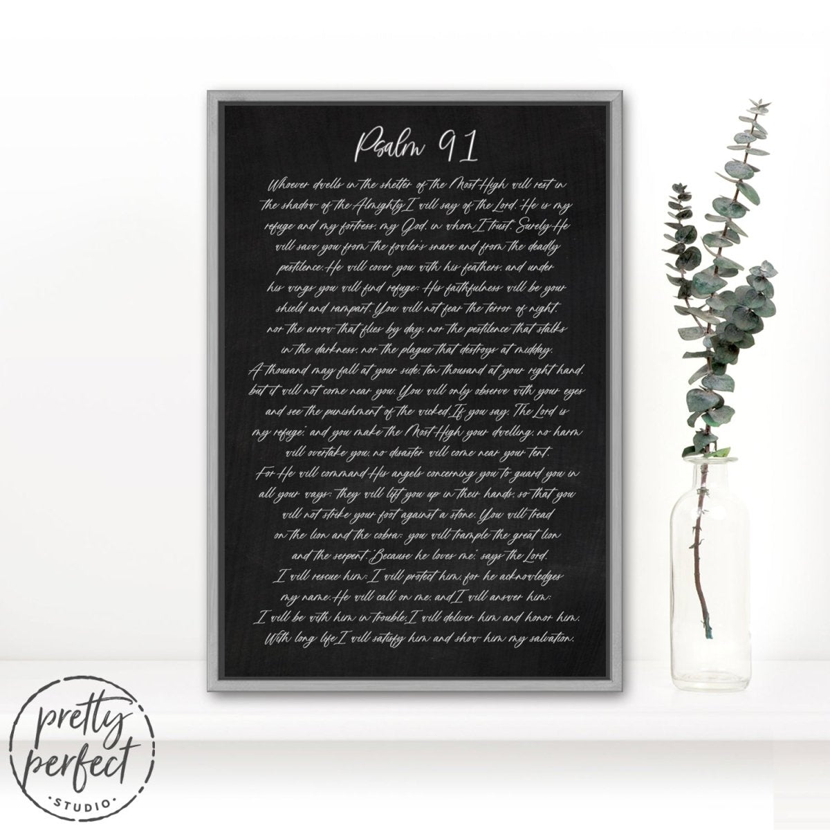 Psalm 91 Bible Scripture Sign in Family Room - Pretty Perfect Studio