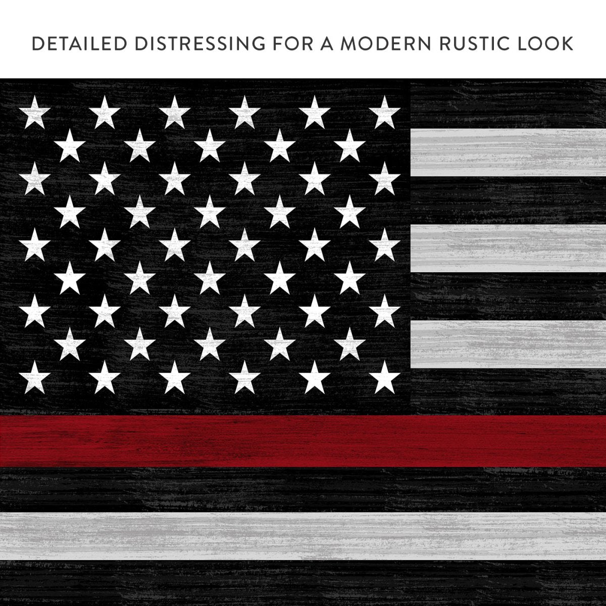 Red Line Flag Sign for Firefighters With Distressed Modern Look - Pretty Perfect Studio