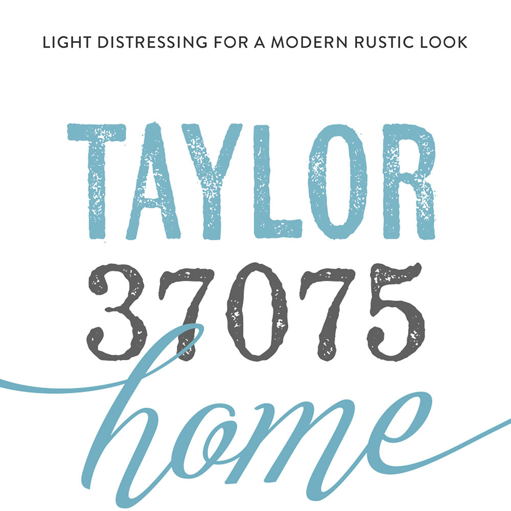 Custom Location Sign With Name and Zip Code With Distressed Modern Look - Pretty Perfect Studio