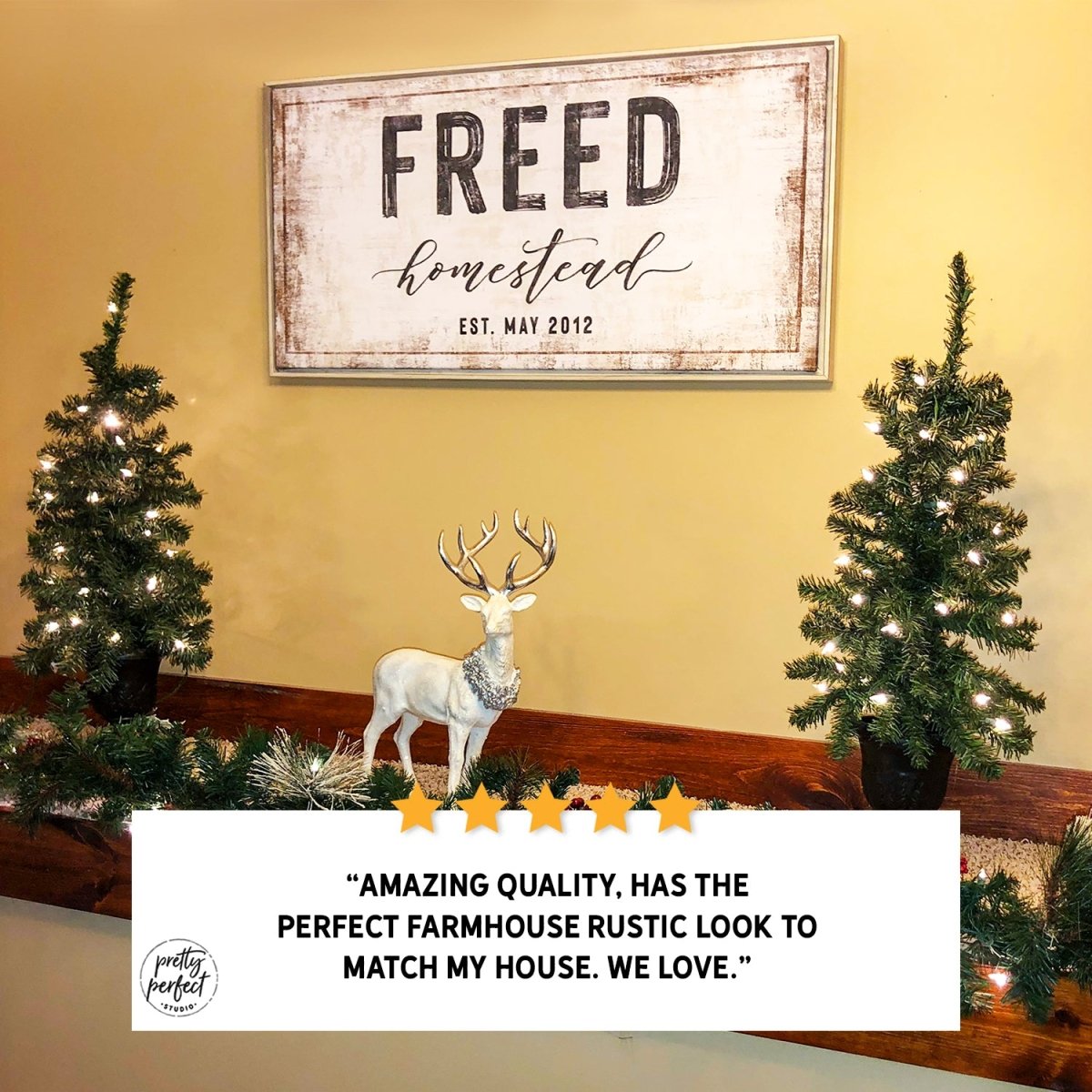 Customer product review for personalized family name homestead sign by Pretty Perfect Studio