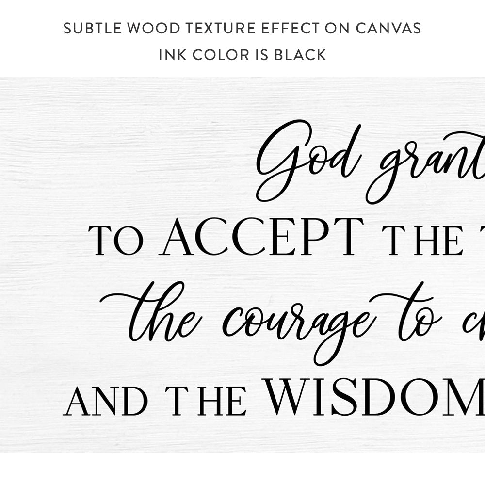 Serenity Prayer Sign With Subtle Wood Texture Effect on Canvas - Motivational Wall Art - Pretty Perfect Studio