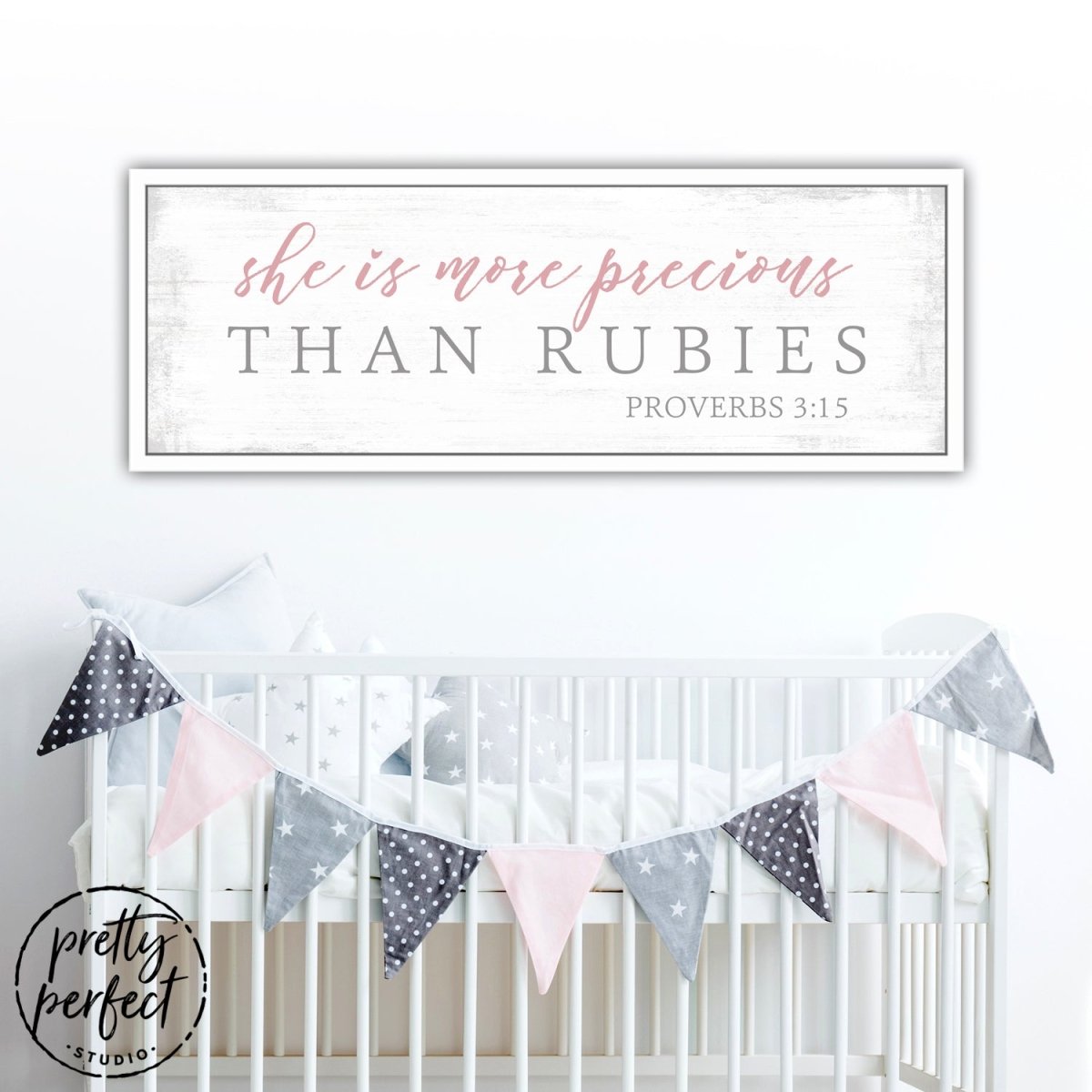 She Is More Precious Than Rubies Wall Art Above Bed - Pretty Perfect Studio