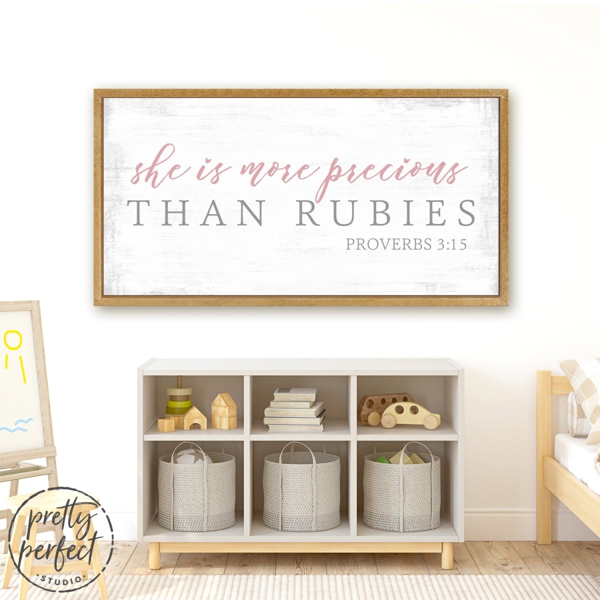She Is More Precious Than Rubies Wall Art Above Desk - Pretty Perfect Studio
