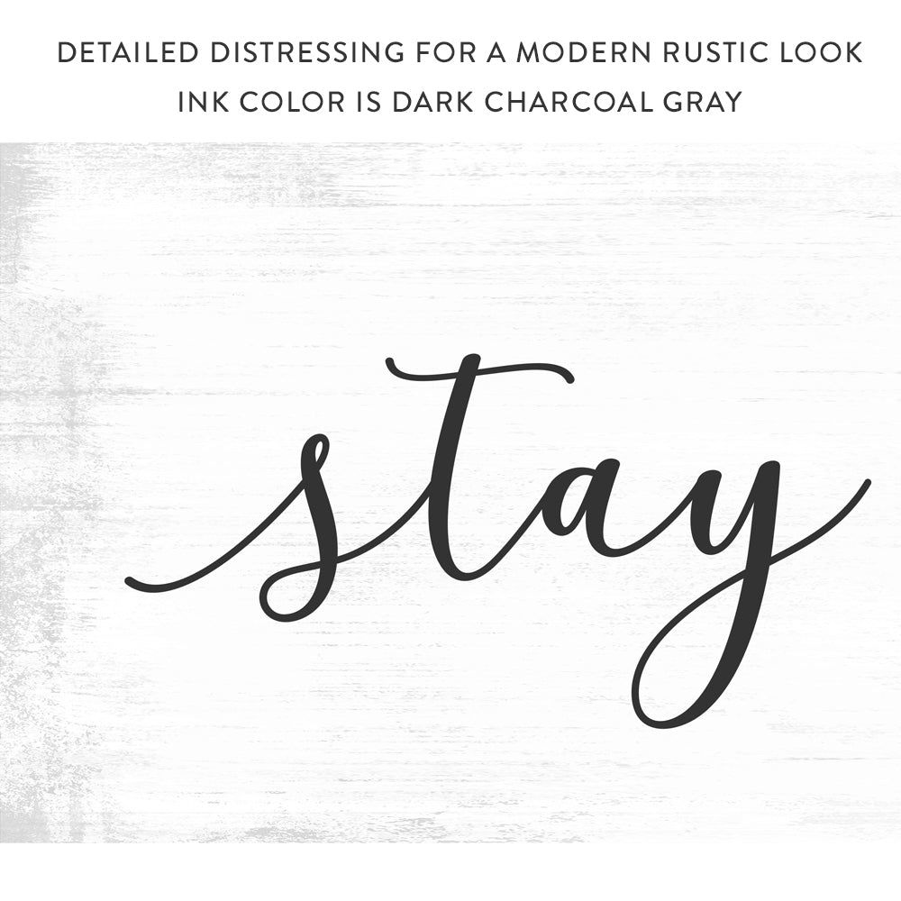 Stay Awhile Canvas Sign With Modern Rustic Look - Pretty Perfect Studio