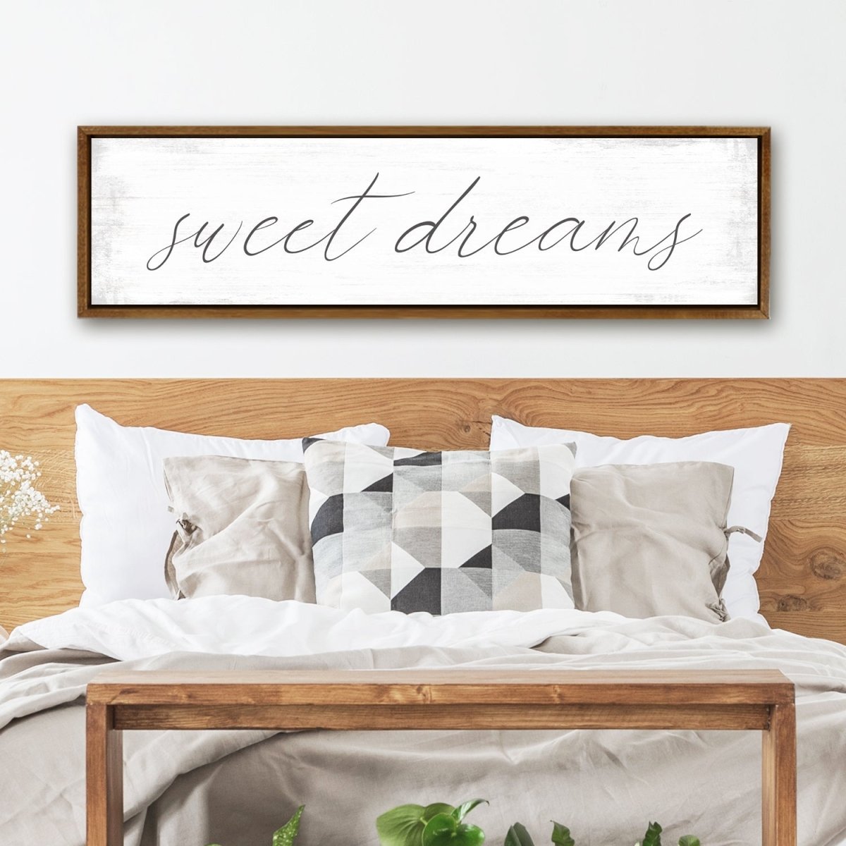 Sweet Dreams Sign Above the Bed in Master Bedroom - Pretty Perfect Studio