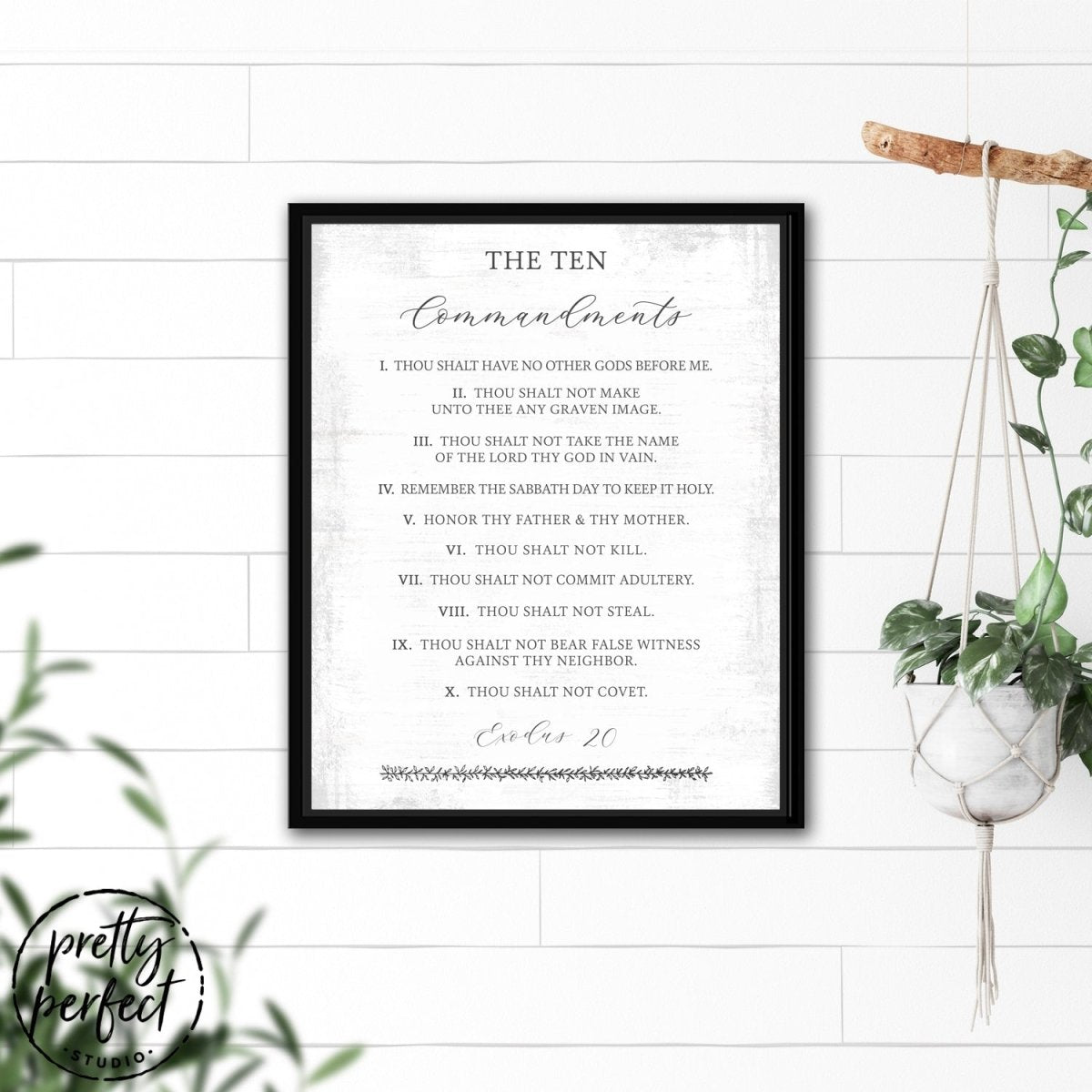 Ten Commandments Wall Art in Family Room Above Shelf - Pretty Perfect Studio