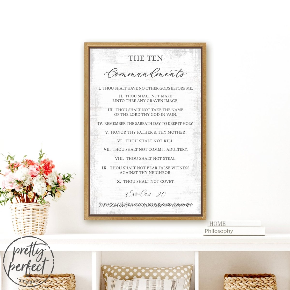 Ten Commandments Wall Art in Family Room - Pretty Perfect Studio