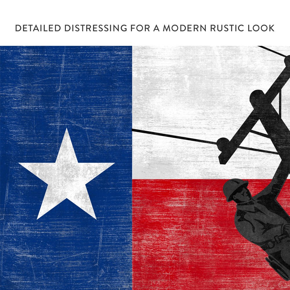 Texas Lineman Wall Art With Distressed Modern Rustic Look - Pretty Perfect Studio