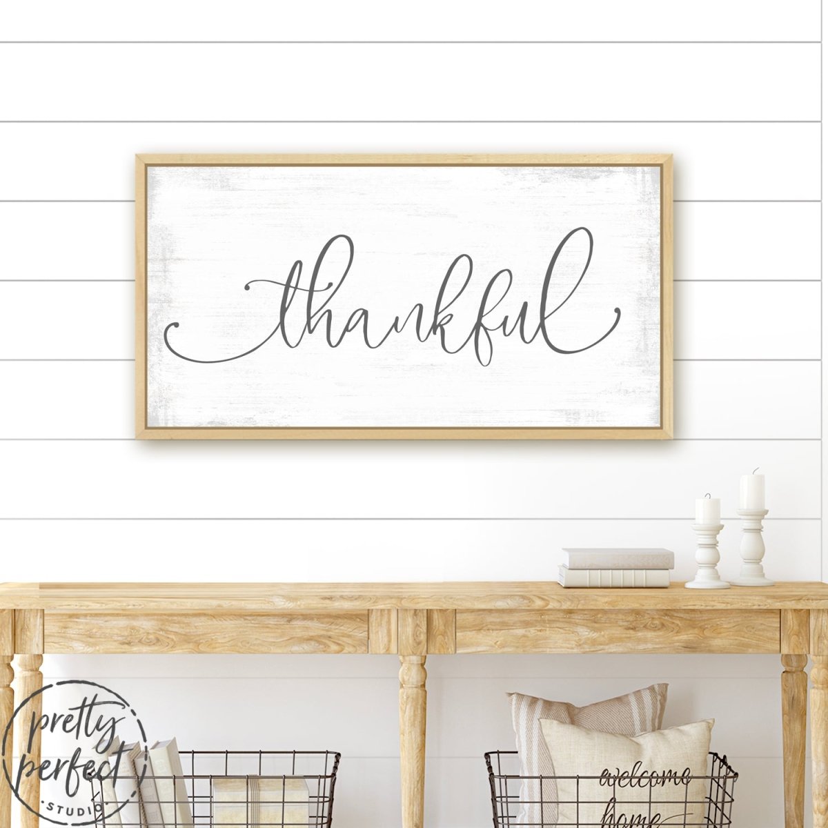 Thankful Rustic Farmhouse Sign - Pretty Perfect Studio