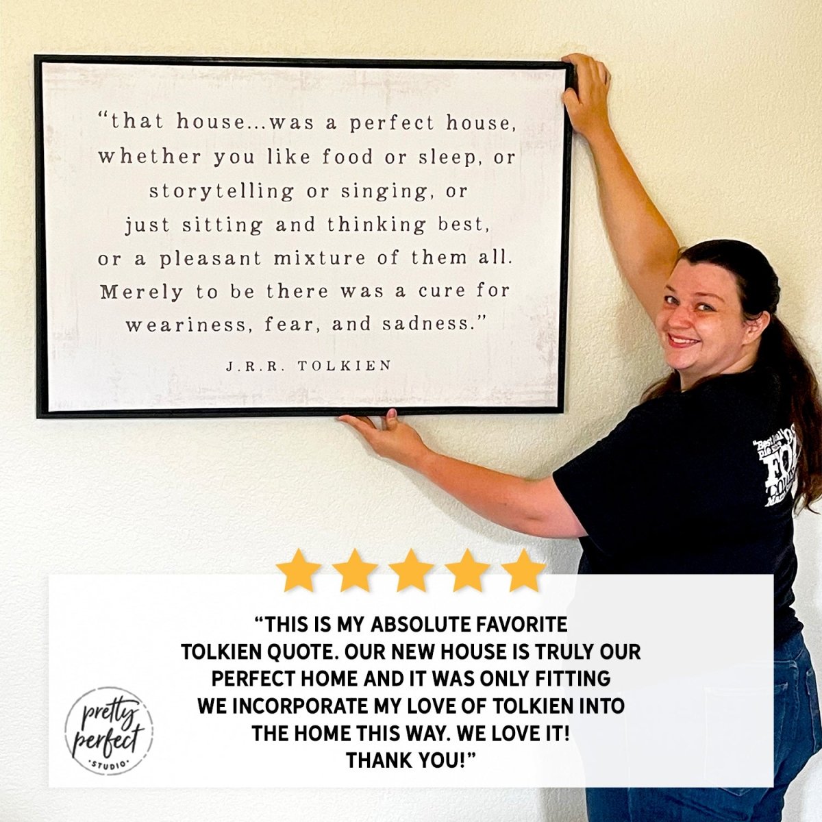 Customer product review for that house was a perfect house sign by Pretty Perfect Studio