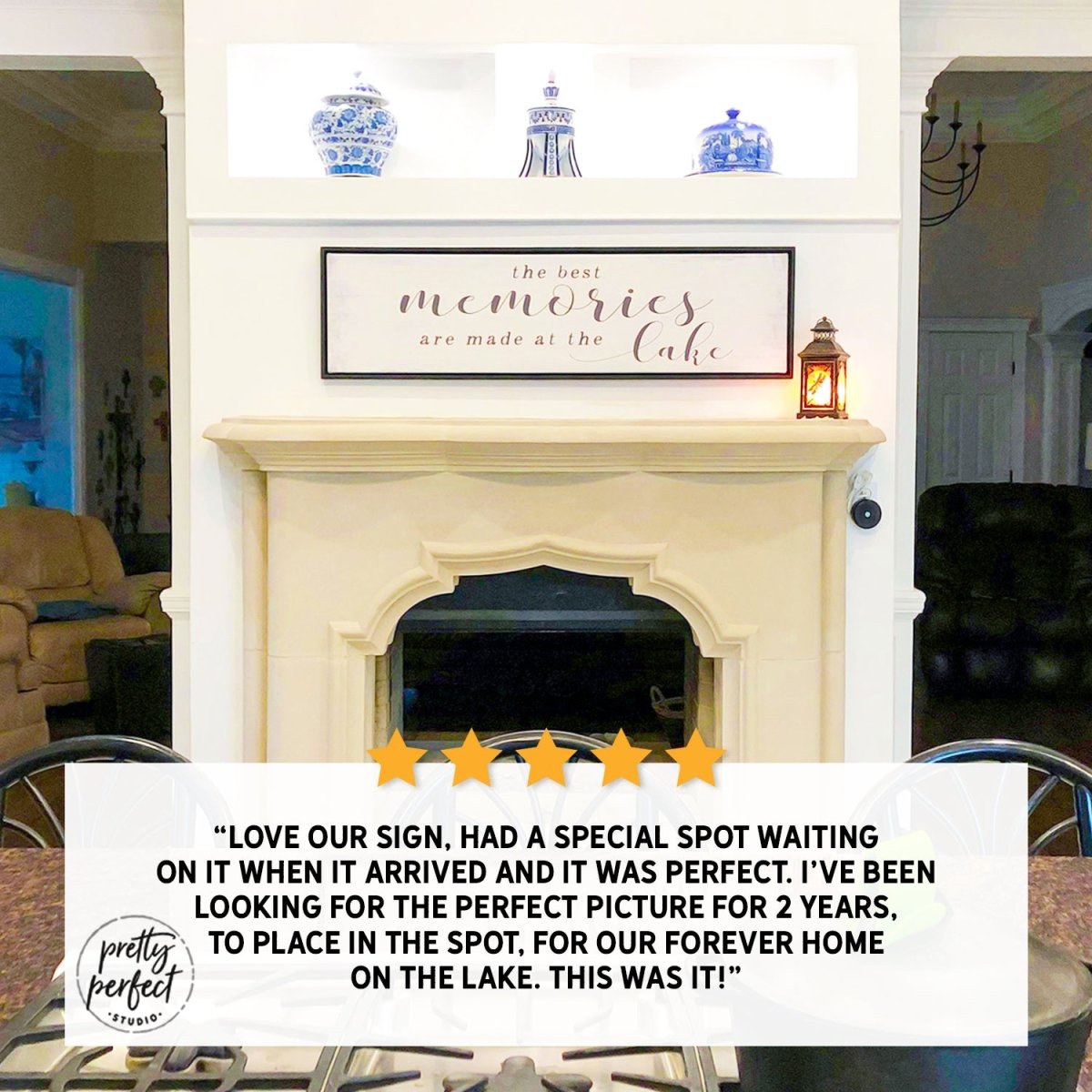 Customer product review for the best memories are made at the lake sign by Pretty Perfect Studio