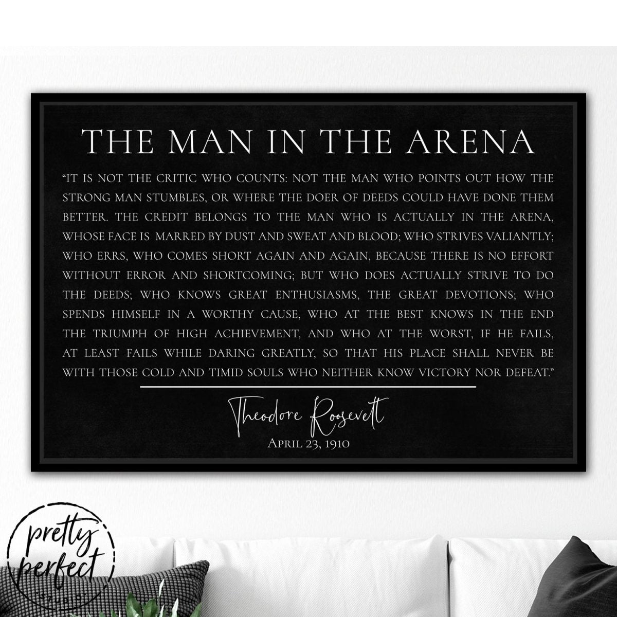 The Man In The Arena Canvas Wall Art in Office - Pretty Perfect Studio