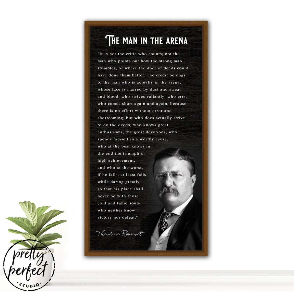 The Man In The Arena Canvas Wall Art Above Couch - Pretty Perfect Studio