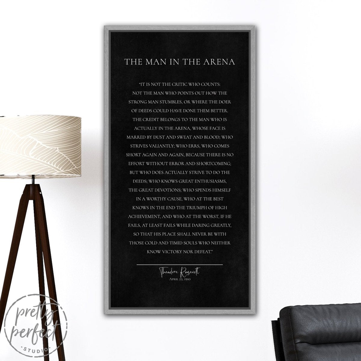 The Man In The Arena Wall Art Above Couch - Pretty Perfect Studio