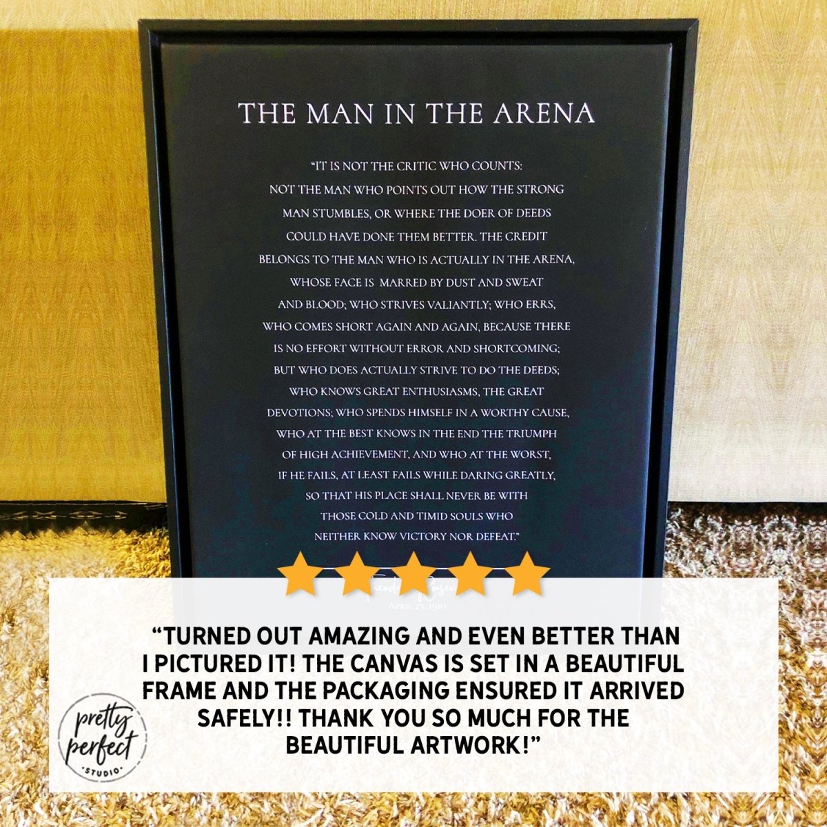 Customer product review for man in the arena sign by Pretty Perfect Studio