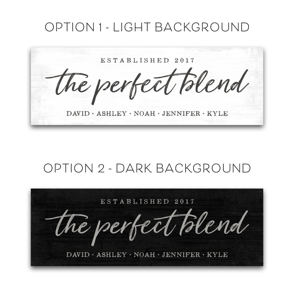 The Perfect Blend Personalized Family Name Sign