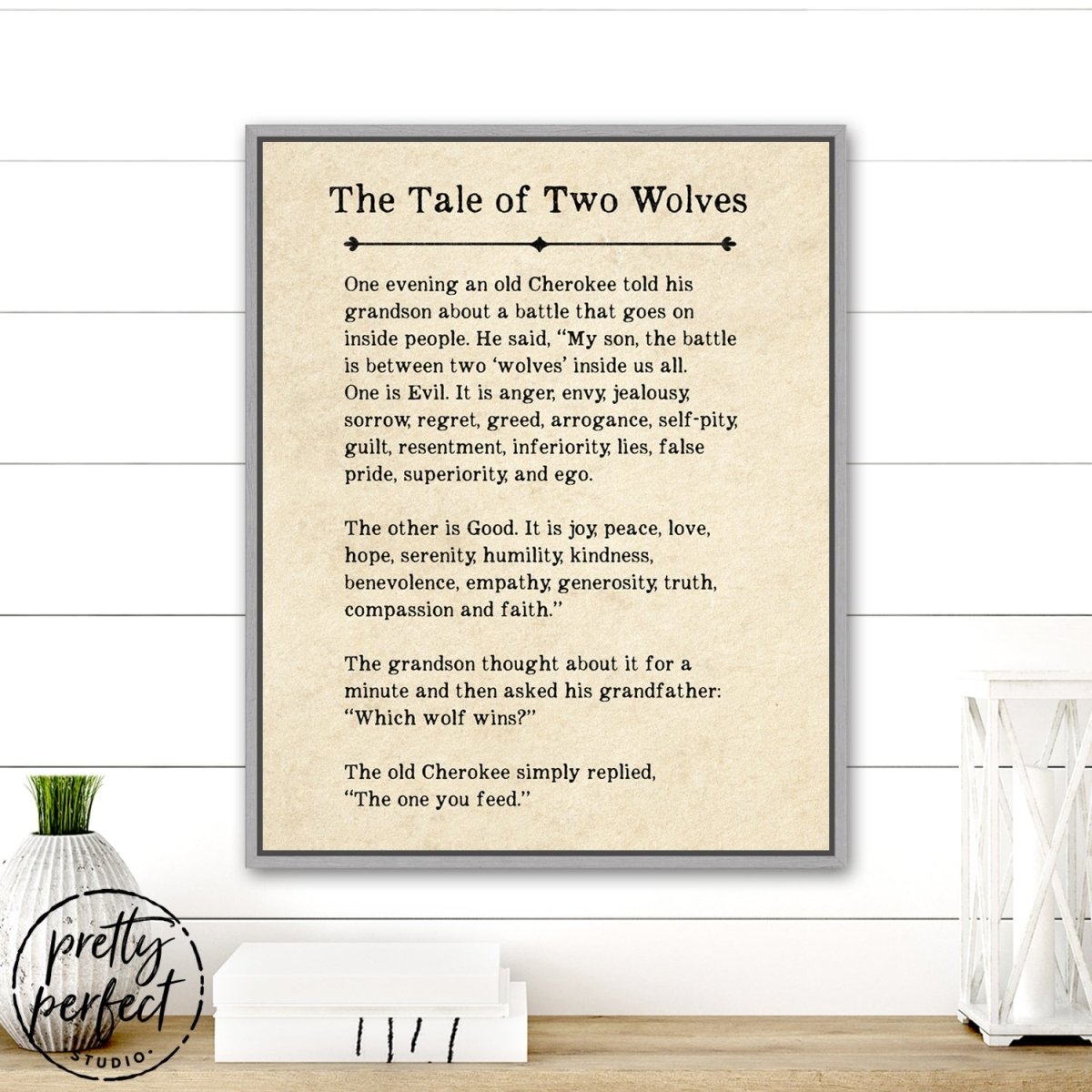 The Tale Of Two Wolves Sign