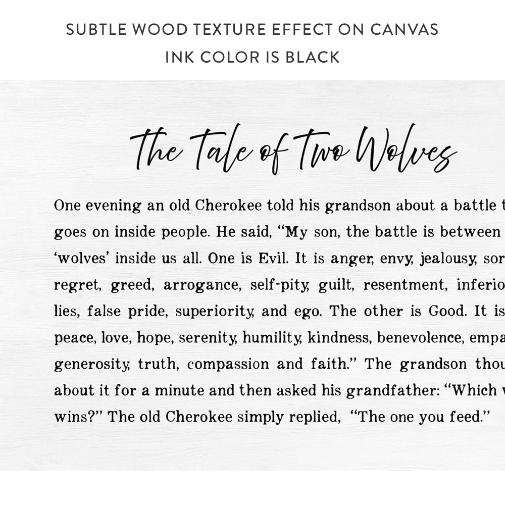 The Tale Of Two Wolves Sign, The One You Feed, Tale Of Two Wolves Print