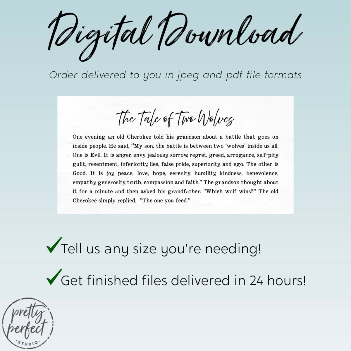 The Tale Of Two Wolves Sign, The One You Feed, Tale Of Two Wolves Print