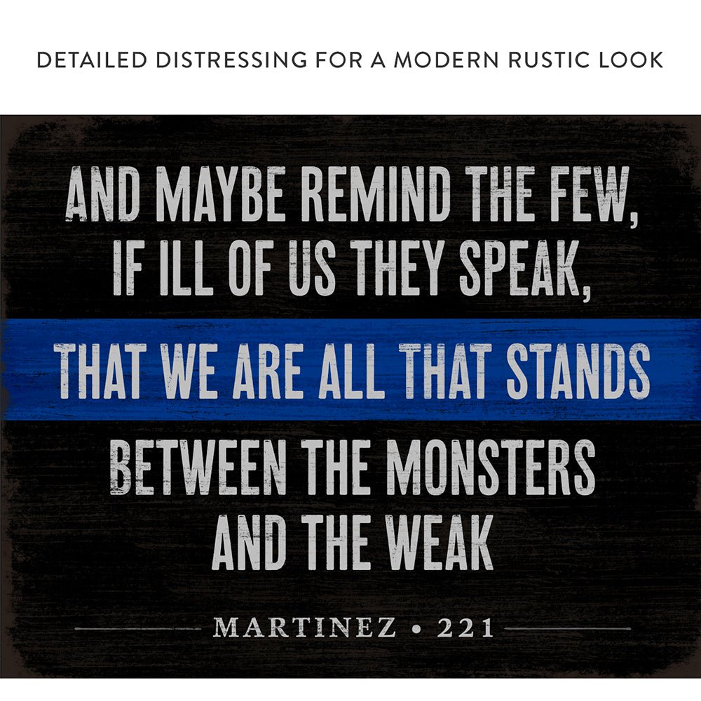 Thin Blue Line Police Officer Canvas Sign With Modern Rustic Look - Pretty Perfect Studio