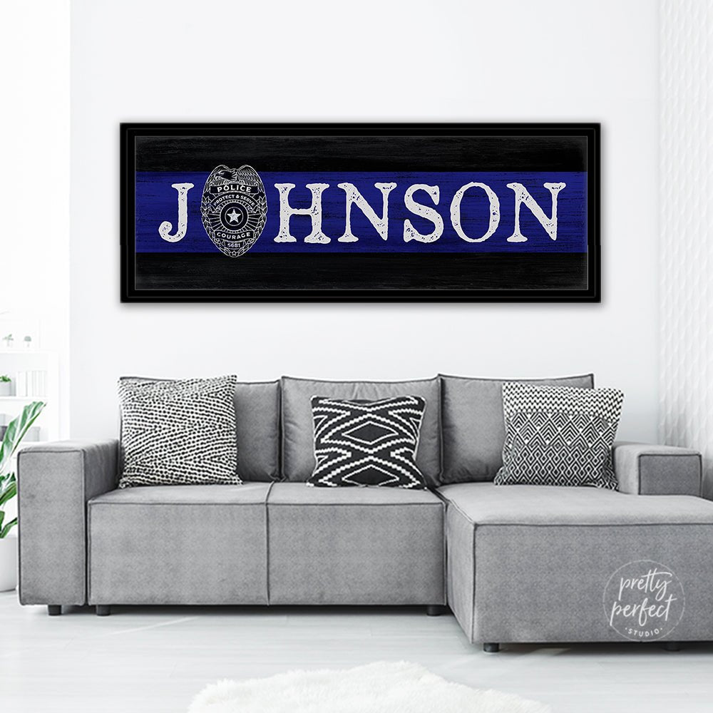 Thin Blue Line Sign Police Officer Gift - Pretty Perfect Studio